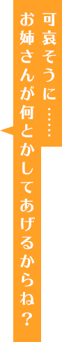 可哀そうに……お姉さんが何とかしてあげるからね？