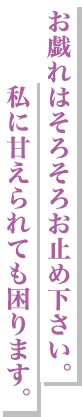 お戯れはそろそろお止めて下さい。私に甘えられても困ります